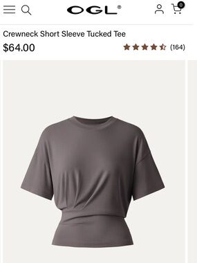 OGL Taupe Crewneck Short Sleeve Tucked Tee